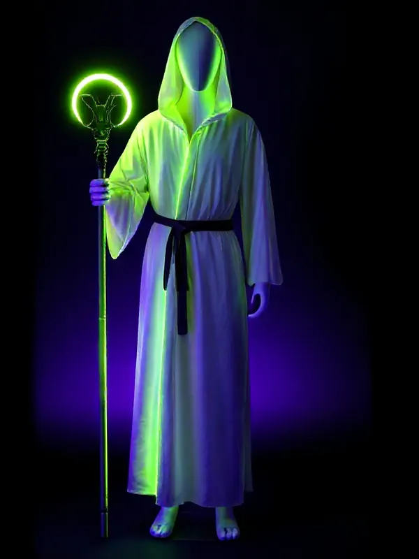 DIY Blacklight Rave Mage costume preview